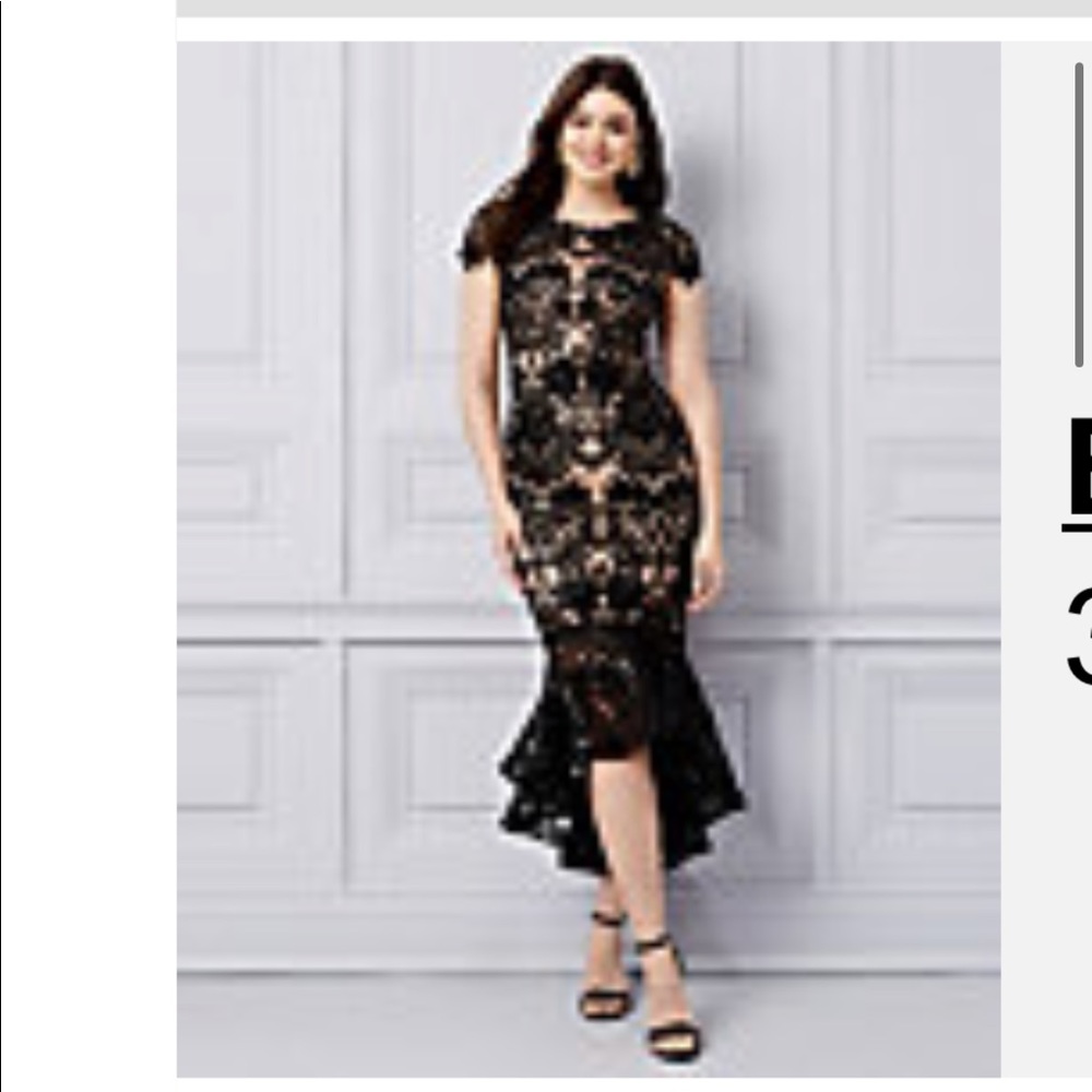 Le Château Embroidered Knit Trumpet Hem Cocktail Dress